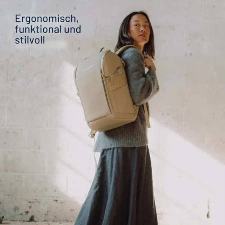 Beckmann Norway Street Go Schulrucksack, Beige 26L mit Laptopfach, Reißverschluss – Bild 2