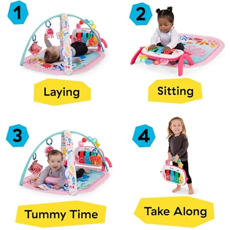 Baby Einstein 4-in-1 Kickin’ Tunes Jellyfish Jamboree, Musik- und Sprachentdecker-Spielzeug in Pink mit 90+ Melodien und 4 Spielmodi – Bild 6