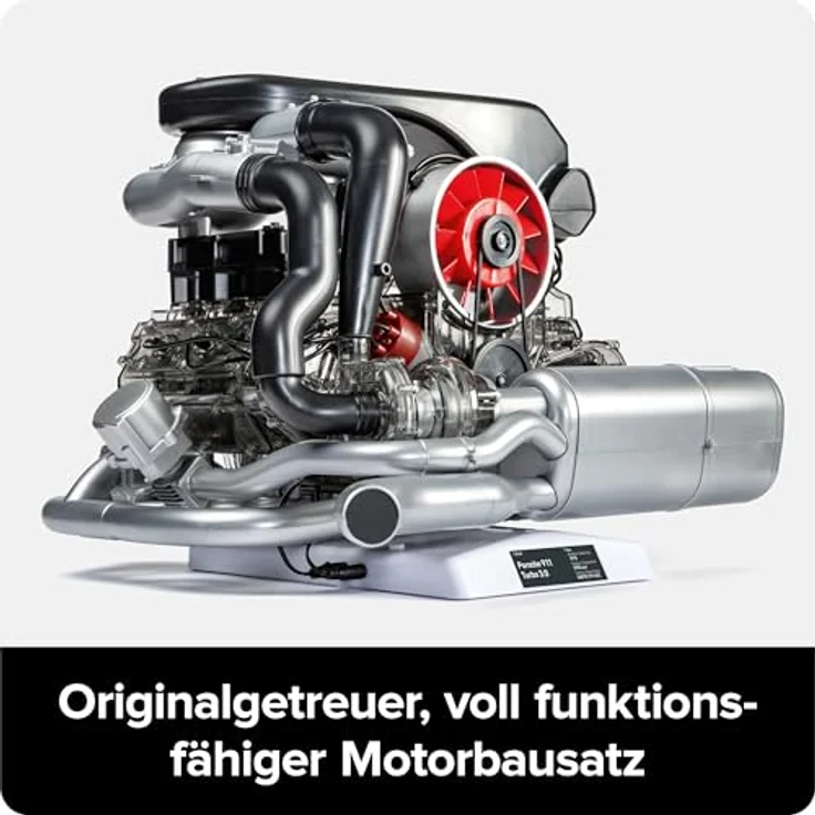 FRANZIS 67250 - Porsche 911 Turbomotor, originalgetreuer Motorbausatz im Maßstab 1:3 mit Soundmodul, 90-seitigem Begleitbuch - 6-Zylinder-Motormodell, Metallic Optik, Turbo-Technologie – Bild 2