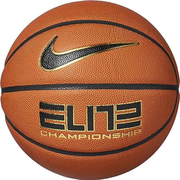Nike Elite Championship 8P 2.0 Deflated Basketball aus Gummi und Kunstleder in Amber/Black/metallic Gold, Größe 7 – Bild 1