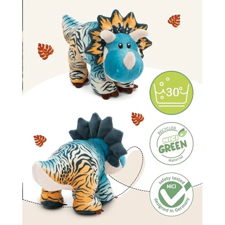 NICI Kuscheltier Dino Cerastupsy 30cm - Flauschiges Dino Stofftier aus recycelten Materialien, Blau – Bild 3