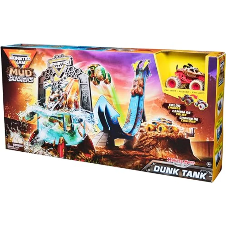 Monster Jam Mud Blasters Monster Mutt Dalmatian Dunk Tank, Spielset mit Farbwechsel-Funktion und 1:64 Monster Truck, inklusive Startrampe und Dunk-Tank – Bild 9