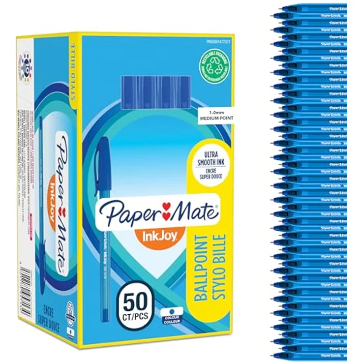 Paper Mate InkJoy 100, Kugelschreiber mit 1 mm Strichstärke, Blau, Transparent, 50 Stück – Bild 1