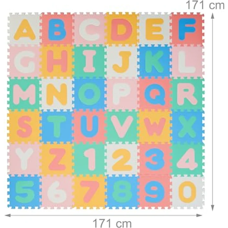 Relaxdays Puzzlematte ABC und Zahlen, 36 Teile, Spielmatte Kinder, BPA-frei, Schaumstoff, bunt – Bild 4