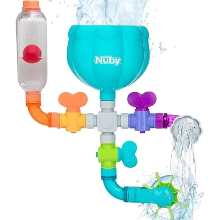 Nuby Wacky Waterworks, Bade-Spielzeug mit Saugnapf für kognitives Wachstum | Interaktives Wasserspielzeug für Kinder ab 18 Monaten | Sensory Entwicklung, einfache Montage und Pflege