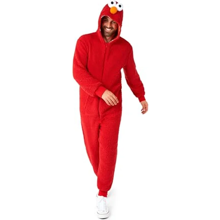 Konjac Sponge OppoSuits: Elmo (XXL), roter Onesie mit Reißverschluss und seitlichen Taschen – Bild 2