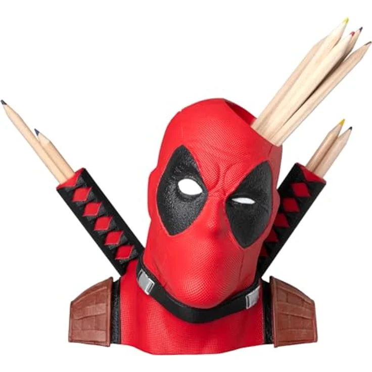 Grupo Erik Stiftehalter Marvel Deadpool, handbemalt, 18 x 16 x 16 cm, Schreibtisch Organizer und Deko, offizieller Marvel Fanartikel – Bild 1
