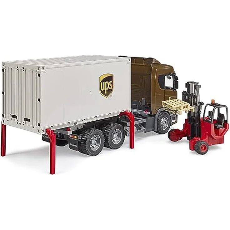 bruder 03582 - Scania Super 560R UPS Logistik LKW mit Mitnahmestapler - 1:16 Fahrzeuge, Paketzusteller, Spedition, Stapler, Transporter, Spielzeug ab 4 Jahre – Bild 4