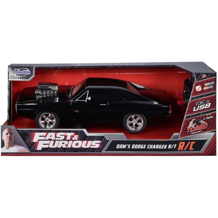 Jada Fast & Furious RC 1970 Dodge Charger, ferngesteuertes Modellauto im Maßstab 1:16 für Kinder ab 6 Jahren, robust und detailgetreu