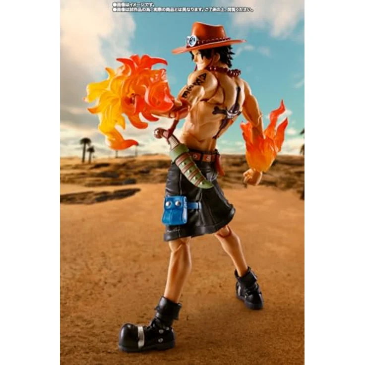 TAMASHII NATIONS One Piece Portgas D. Ace Fire Fist, S.H.Figuarts Actionfigur mit 5 zusätzlichen Gesichtsteilen und Feuereffekten – Bild 3