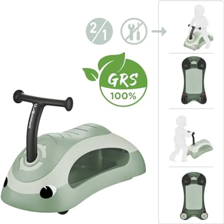 Globber Walk n’ Roll 2in1 Eco, Laufwagen und Rutscher aus 100 % recyceltem Kunststoff, leicht umbaubar, mit ergonomischem Sitz und integriertem Stauraum – Bild 2