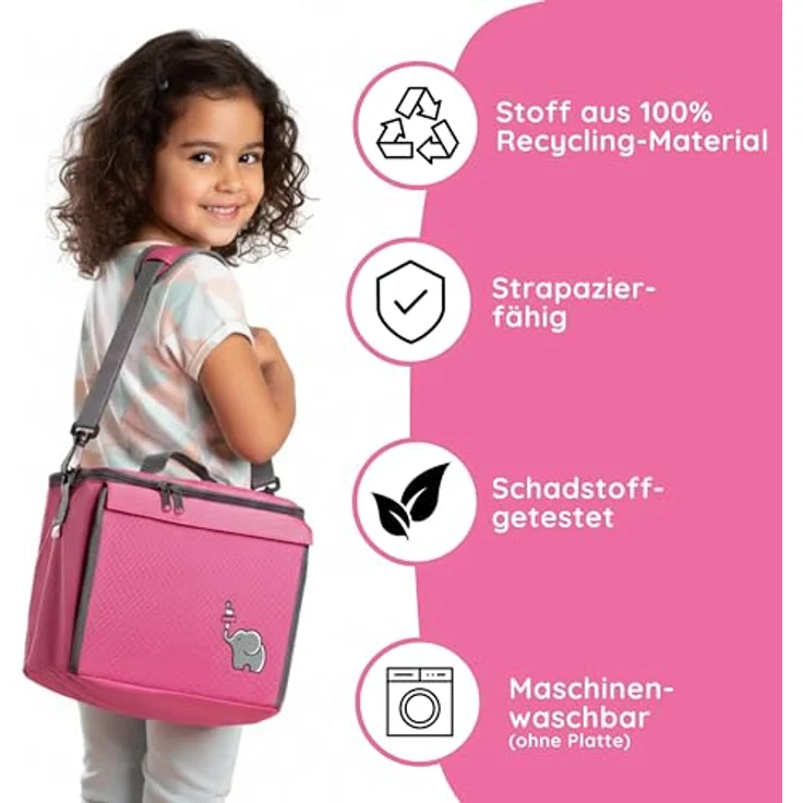 fantifant Baustein-Tasche mit ausklappbarer Bauplatte, Größe L für große Bausteine, prinzessinnenpink, nachhaltiges Material – Bild 4