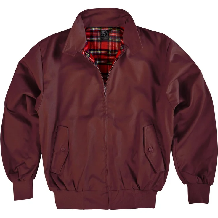 normani Blouson Herren Harrington Jacke Retro Blouson English Style mit kariertem Innenfutter Karofutter, rot
