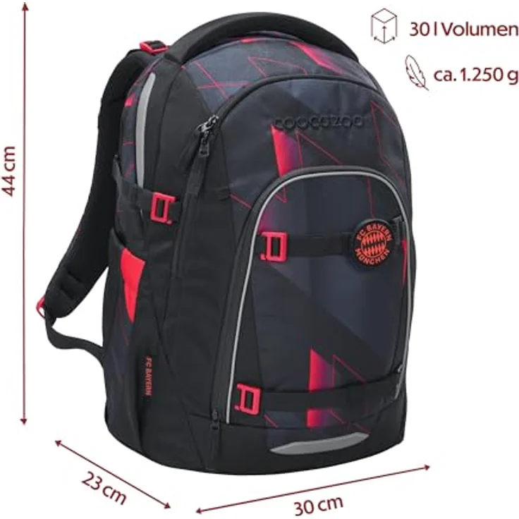 coocazoo Schulranzen MATE FC Bayern, ergonomischer Schulrucksack mit Easy-Grow-System, 30 Liter, für Körpergröße 135-180 cm, inkl. Mäppchen – Bild 2
