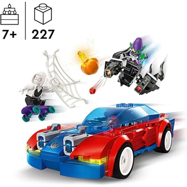 LEGO Marvel Spider-Mans Rennauto & Venom Green Goblin, Spidey-Spielzeug für Rollenspiele mit Superhelden-Figuren und baubarem Auto, Geschenk für Kinder, Jungs und Mädchen ab 7 Jahren 76279 – Bild 2