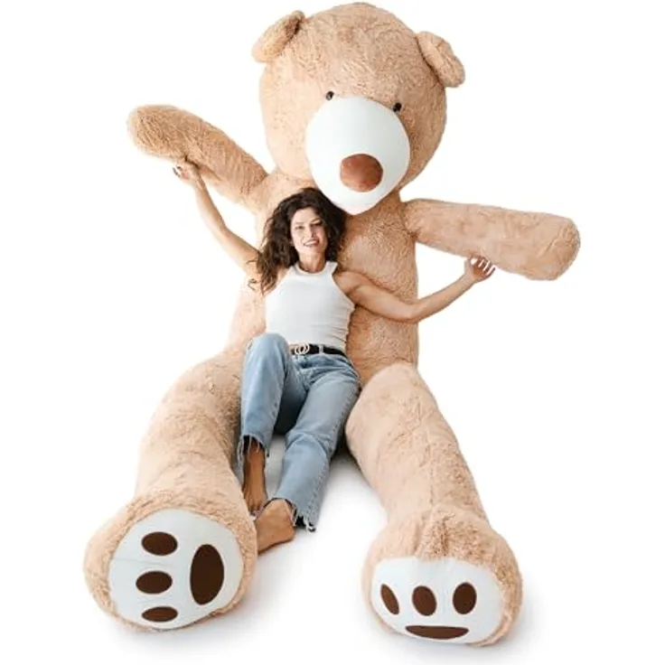 MKS. Riesen Teddybär XXL Kuschelbär 340 cm Braun - Extra weicher Plüsch, antiallergisch & waschbar