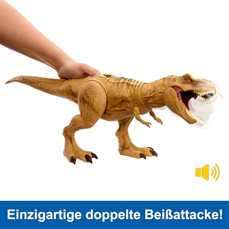JURASSIC WORLD Jagen Und Zermalmen Tyrannosaurus-Rex - Dinosaurier Spielzeugfigur mit Geräuschen, Tracking-Ausrüstung für digitale Spiele, einzigartiger Wüstenlook, für Fans ab 4 Jahren, HNT62 – Bild 4