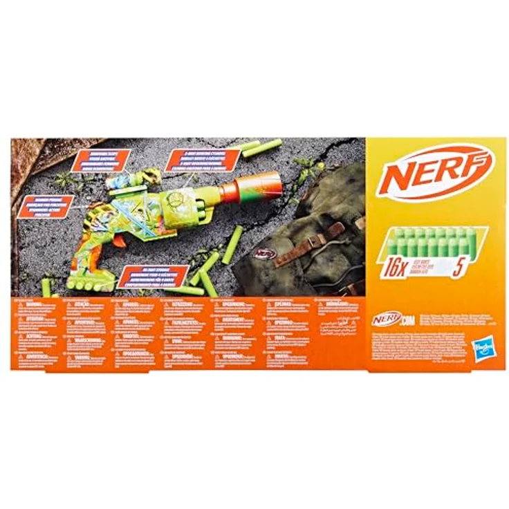 NERF Zombie Driller Dart-Blaster, Blaster mit 5-Dart Rotationstrommel und abnehmbarem Ziel-Fernrohr, inklusive 16 Nerf Elite Darts – Bild 4