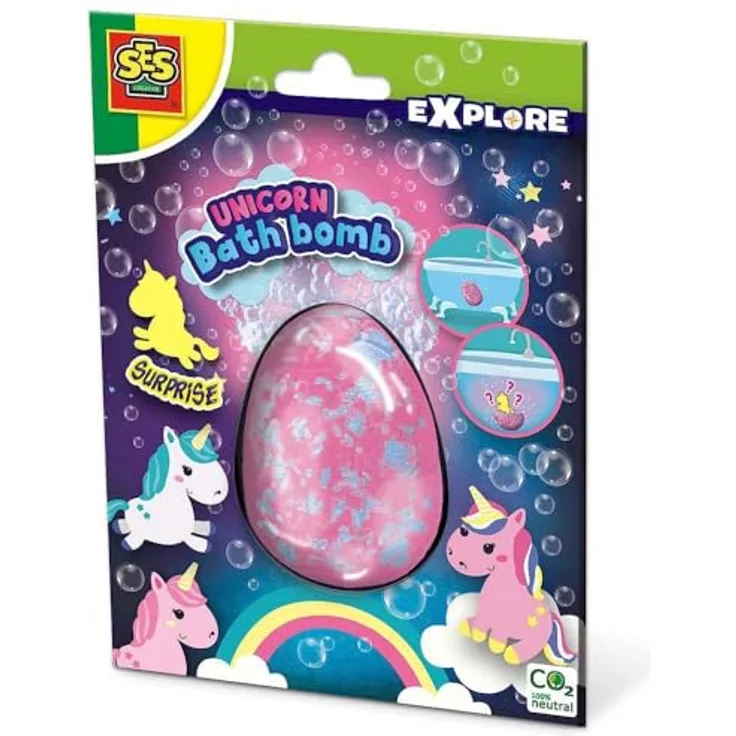 SES Creative 25126 Einhorn Badebomben Surprise, große 160 g Badebombe, kosmetisch getestet, Überraschung für Kinder