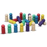 WISSNER 24 XXL-Spielfiguren Set, Öko-Freundliches RE-Wood Material, 6 Farben (Rot, Grün, Blau, Gelb, Lila, Natur), PEFC Zertifiziert, Ideal für Lern- und Brettspiele