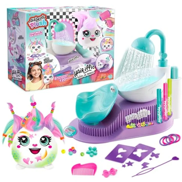Canal Toys Airbrush Plush Hair’iffic Friseursalon, Stofftier färben und stylen mit elektronischem Airbrush-Föhn, 20 Accessoires für kreatives Spiel ab 6 Jahren - AIR 044 – Bild 3