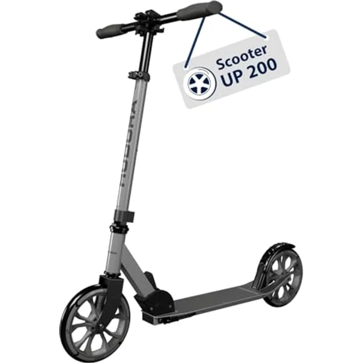 HUDORA UP 200, Scooter mit extra breitem Lenker und höhenverstellbarem Lenker, mattschwarz – Bild 1
