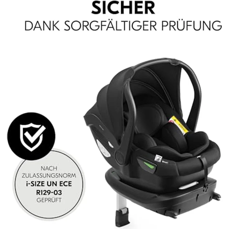 Hauck Babyschale Drive N Care, i-Size, mit Base und Neugeborenen-Einlage, grau – Bild 3
