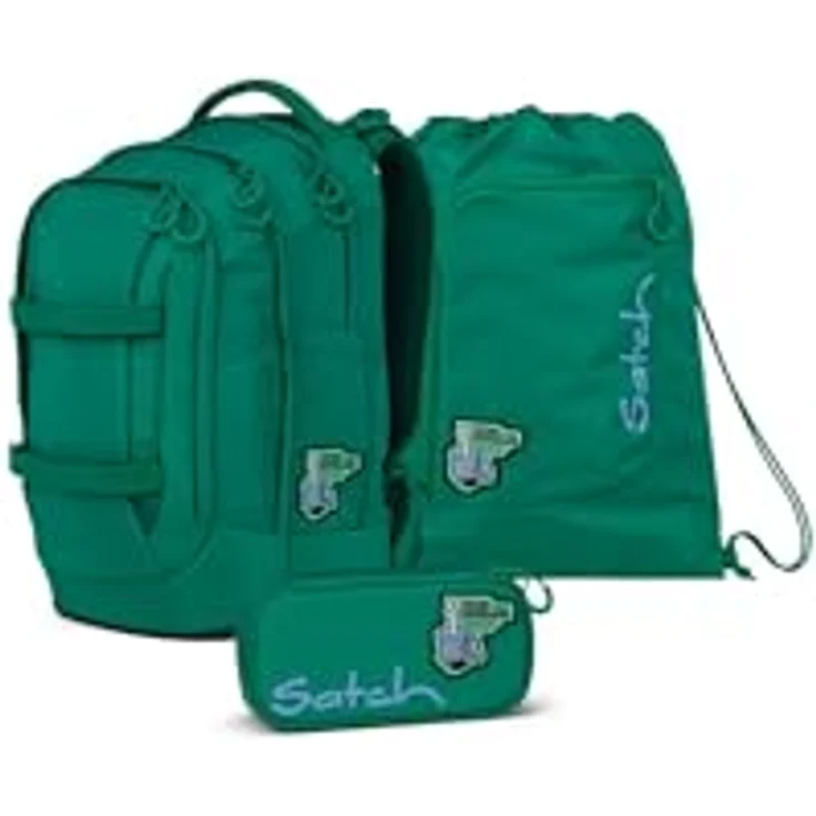 Satch Ergonomischer Schulrucksack Pack Set, 30L Stauraum, perfekt organisiert mit Reflexionselementen, Fearless Green - Grün – Bild 1