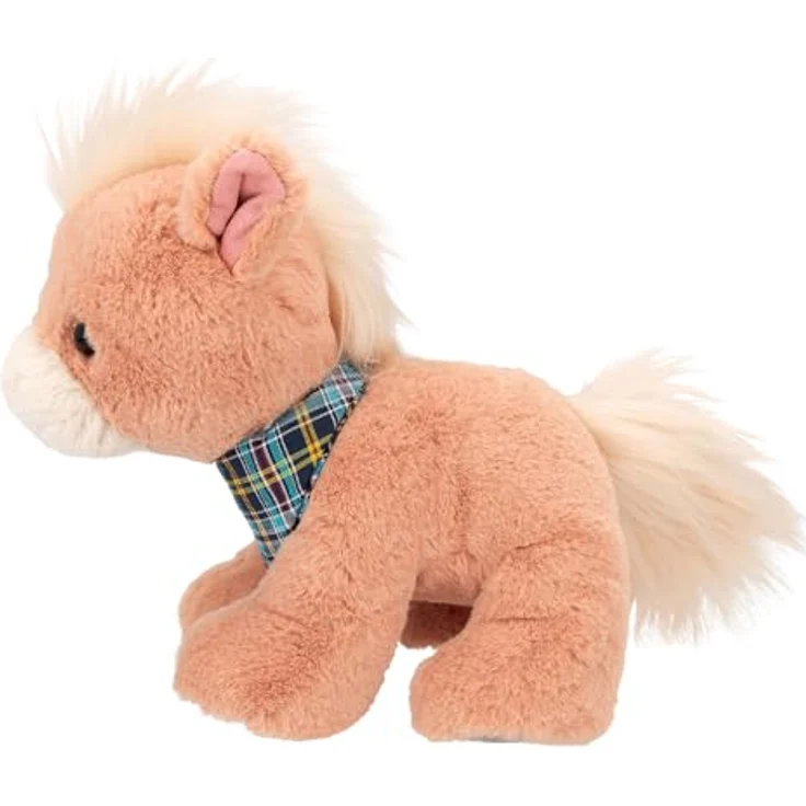 Miss Melody Plüschpferd Dancer, 20 cm – weiches hellbraunes Kuscheltier mit kariertem Halstuch und cremeweißer Mähne – Bild 4