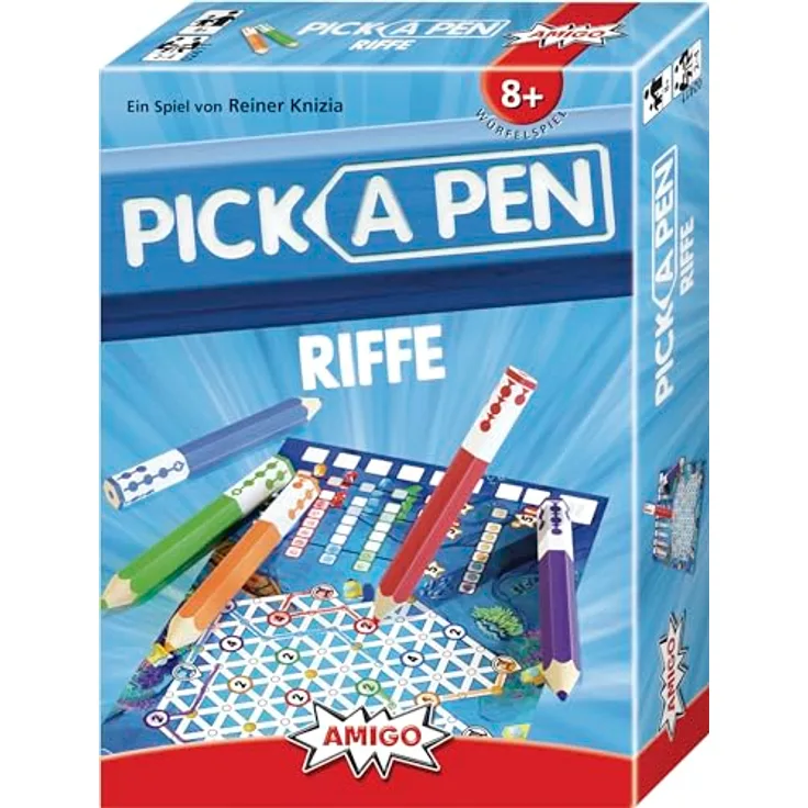 AMIGO 02411 Pick a Pen: Riffe, bunt - Roll & Write Brettspiel von Reiner Knizia, für 2-4 Spieler ab 8 Jahren