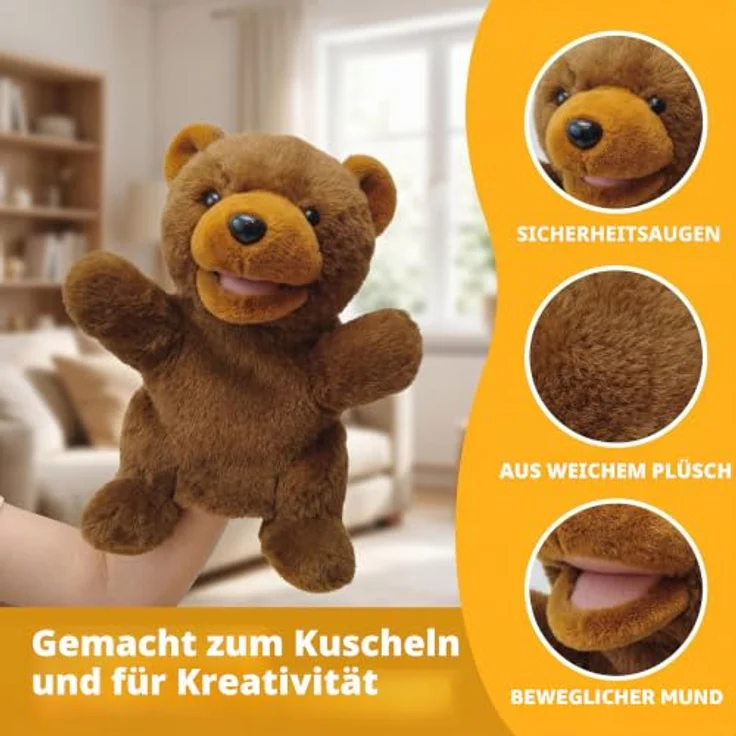 LOMTRATS 2026 Tierhandpuppen Set, Wolf, Tiger, Löwe, Affe, 25 cm, bewegliche Münder, ideal zum Geschichtenerzählen für Kinder und Kleinkinder – Bild 2