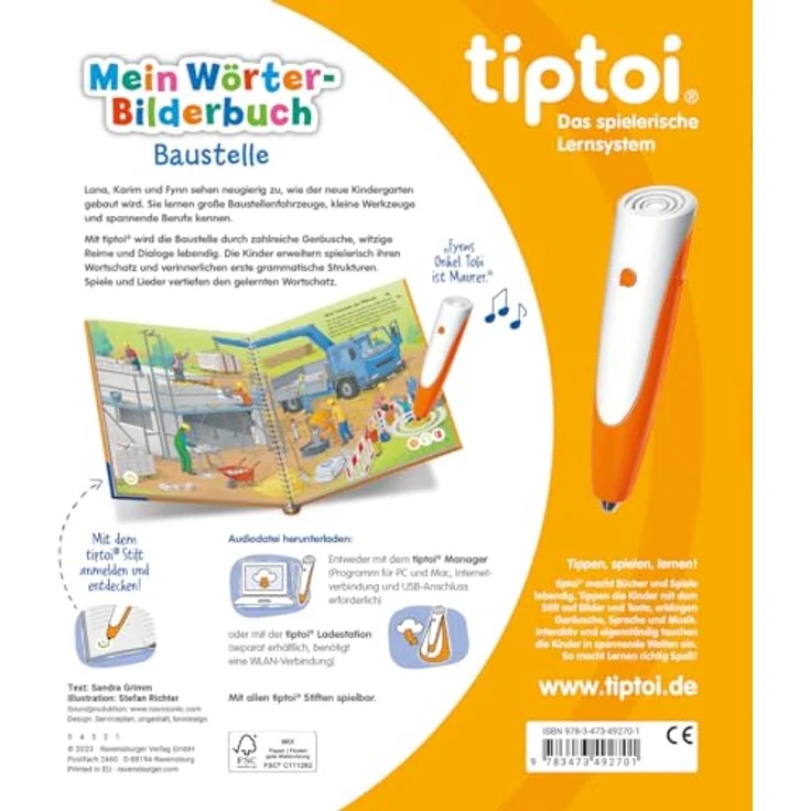Ravensburger tiptoi® Mein Wörter-Bilderbuch Baustelle, interaktives Buch für Kinder ab 3 Jahren – Bild 2