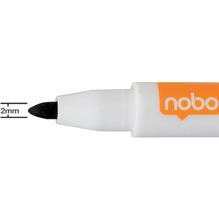 NOBO Mini Whiteboard Marker, magnethaftend und trocken abwischbar, 6 Stück sortiert in gelb, rot, blau, grün, lila und schwarz – Bild 4