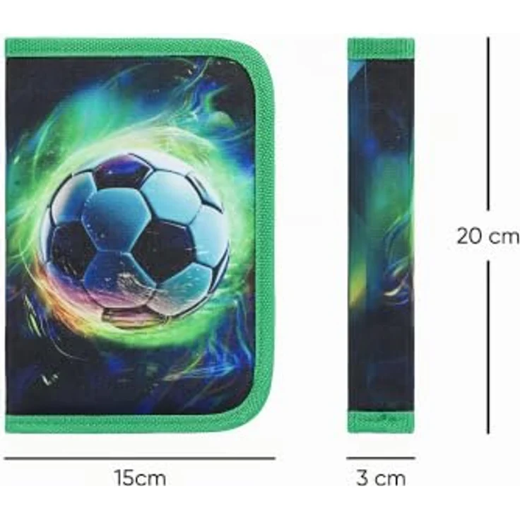 Baagl Federmäppchen für Jungen, großer Stauraum, Fußball Ball, grün, 20 x 15 x 3 cm – Bild 5