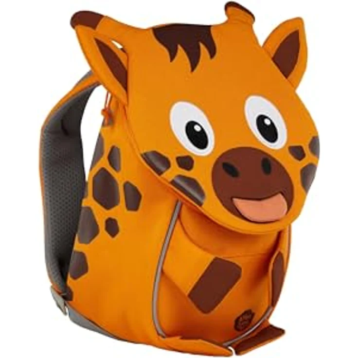 Affenzahn Kleiner Freund Kindergarten-Rucksack, ergonomisch, reflektierend, Ziehzunge mit Namensschild, Giraffe, orange, für 1-3 Jährige – Bild 3