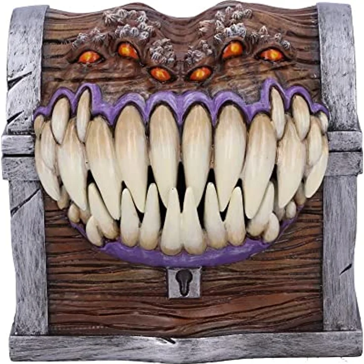 Nemesis Now Dungeons & Dragons Aufbewahrungsbox Mimic Box, handgefertigt aus hochwertigem Resin, lila Innenraum, designte als Mimic mit 6 Augen und Fangzähnen – Bild 3