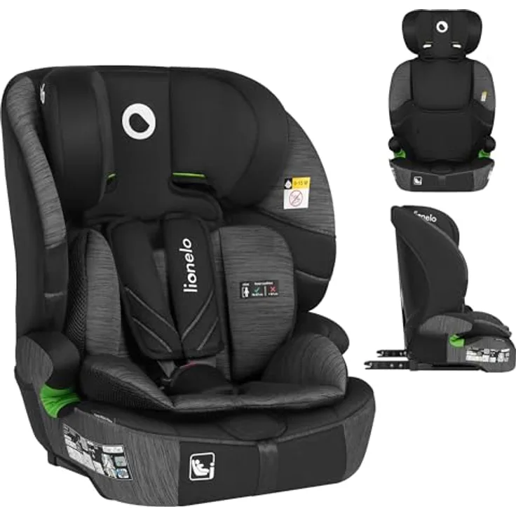 lionelo Autokindersitz LEVI FIX I-SIZE, i-Size konform, für Kinder von 76 bis 150 cm, mit Isofix und TopTether, 10-fach verstellbare Kopfstütze, Dri-Seat-Technologie, abnehmbarer Bezug