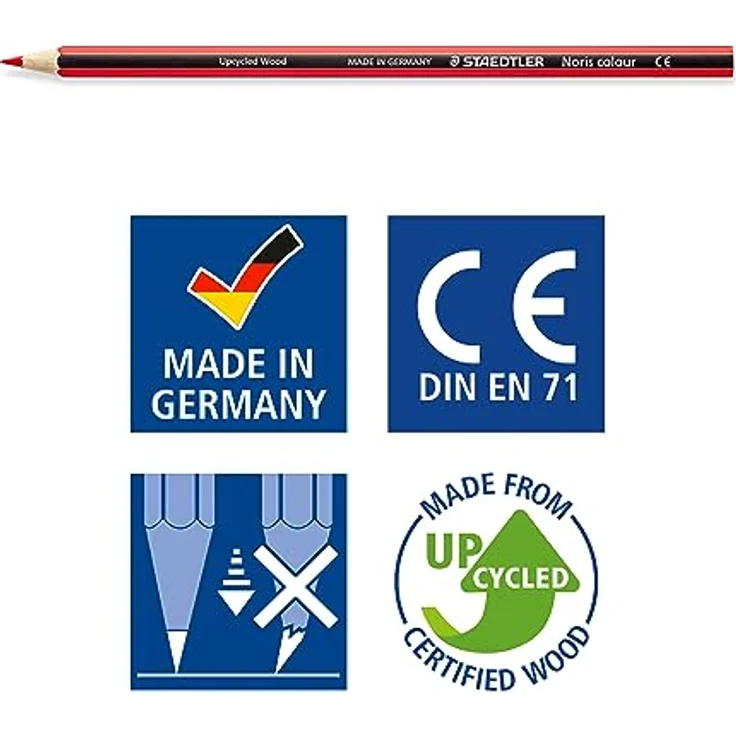 STAEDTLER Buntstifte Noris colour, rutschfeste Soft-Oberfläche, hohe Bruchfestigkeit, Made form Upcycled Wood, intensive Farben, Sechskantformat, 36 Farbstifte im Kartonetui, 185 CD36 – Bild 5