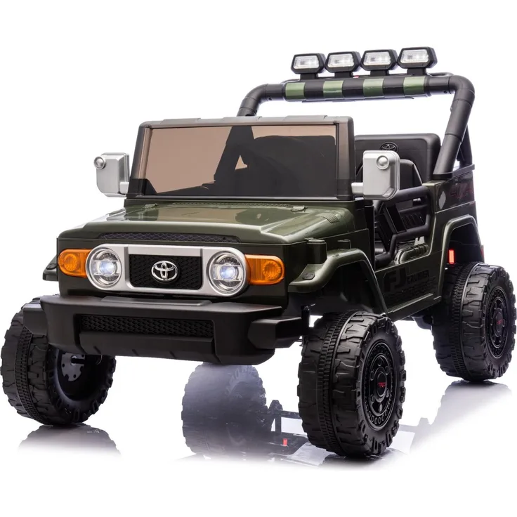 Beneo Elektrisches Kinderauto Toyota FJ Cruiser XXL, 4x4 Antrieb, Zweisitzer, grün, Lithiumbatterie, 2,4 GHz Fernbedienung, MP3-Player mit Bluetooth, LED-Lichter