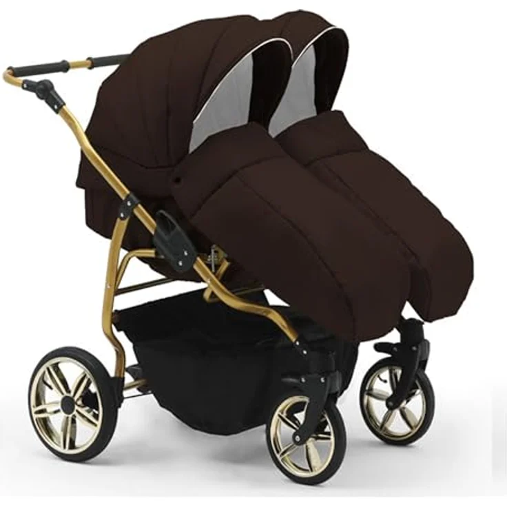 Elcar Zwillingskinderwagen Duet Lux Goldedition 5 in 1 inkl. Autositze und Iso Bases - 14 Teile - in 20 Farben – Bild 3