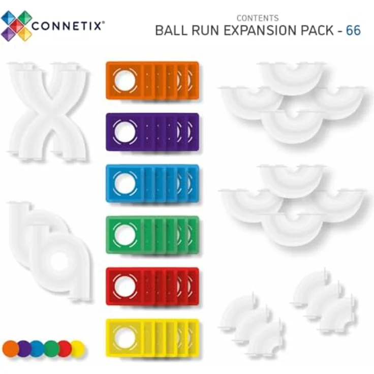 Connetix Magnetspielbausteine Kugelbahn Rainbow Ball Run Expansion Pack verstärkte Magnete Lernspiel, (Open Play, 66 Teile), ab 3 Jahren – Bild 6