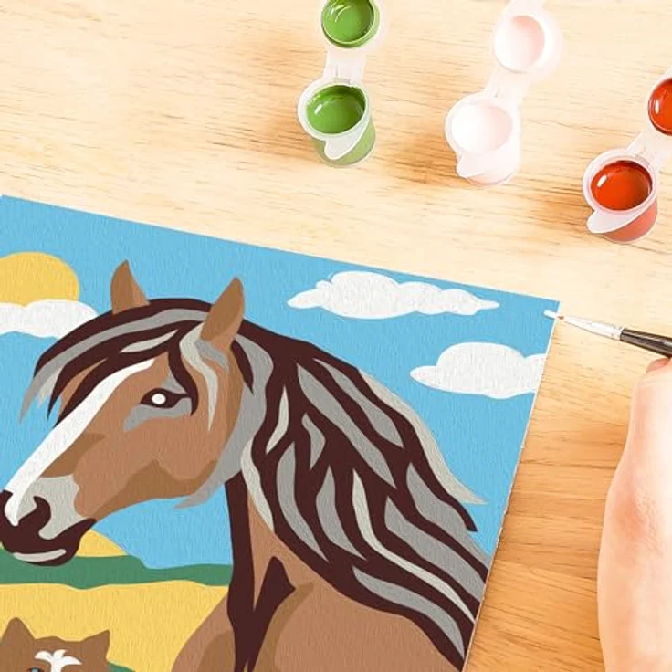 Ravensburger Malen nach Zahlen CreArt, Pferd und Kätzchen, Malset mit 10 Acrylfarben, Made in Europe – Bild 7