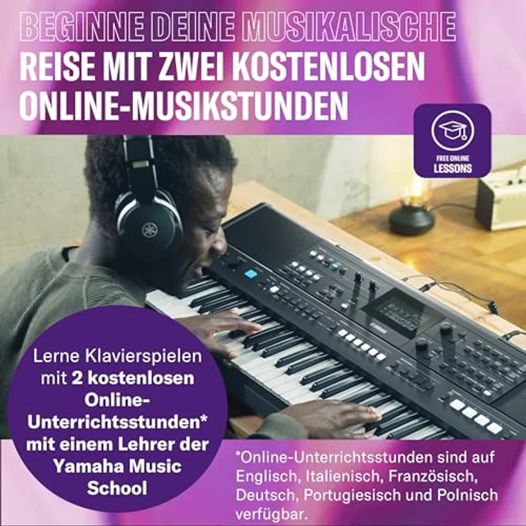 Yamaha PSR-E483, Keyboard mit 61 druckempfindlichen Tasten, 758 Instrumentenstimmen, 237 Begleitstilen, integriertem 6W Stereo-Verstärkersystem, schwarz – Bild 12
