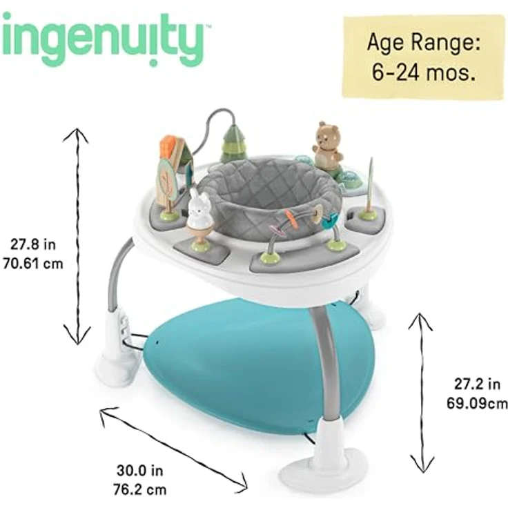 Ingenuity, Spring & Sprout, Aktivitätscenter 2-in-1, First Forest, Spielcentrum und Spieltisch mit Sprungkissen, Lichtern, Geräuschen und 11 interaktiven Aktivitäten, ab 6 monate – Bild 4