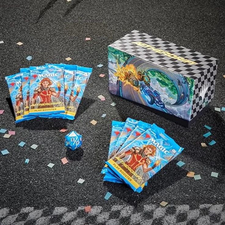 Wizards of the Coast Magic the Gathering Aetherdrift Bundle English, 9 Play Boosters, 30 Land Cards, Exclusive Accessories – Bild 3