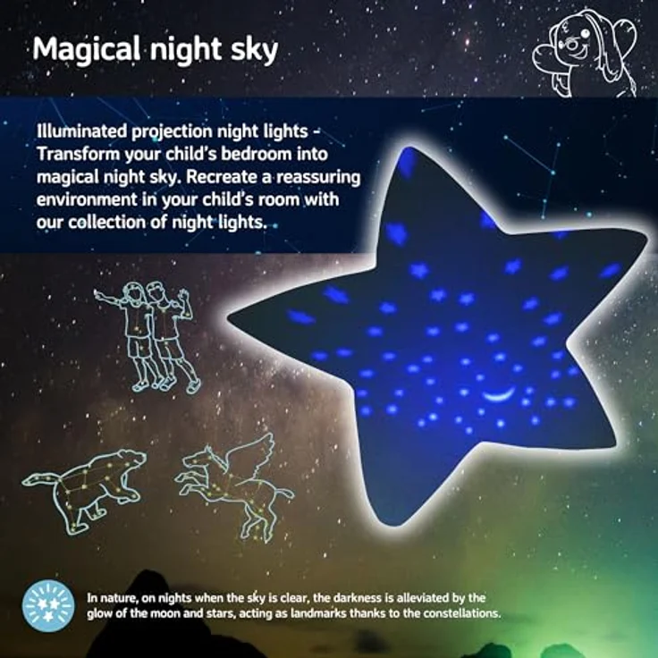 Cloud B Twilight Buddies Fawn, Beruhigungs-Nachtlicht und Sternenprojektor mit sanfter Helligkeit, 3 Farben, 3 Sternbilder, Auto-Shutoff – Bild 5