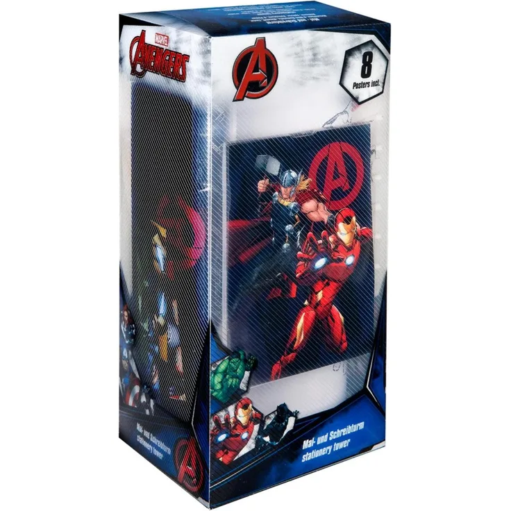 Avengers Mal- und Schreibturm, 25-teiliges Kreativset mit Heldenmotiven für Zeichnen und Basteln