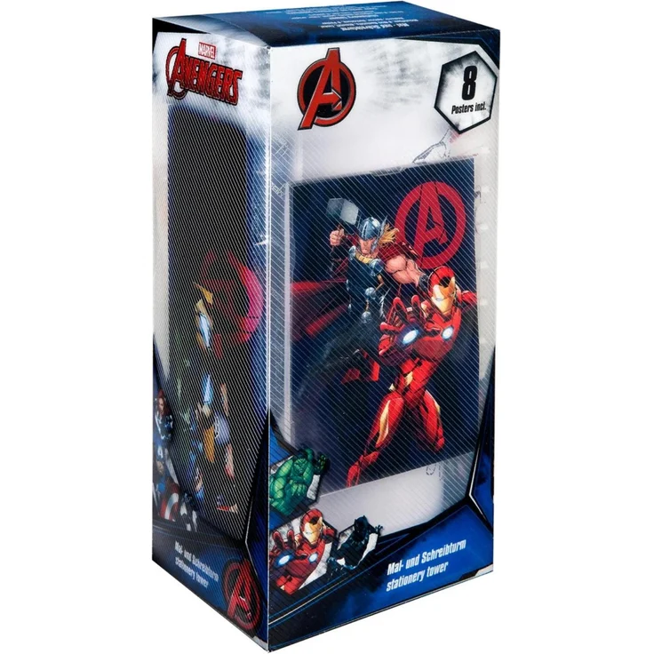 Avengers Mal- und Schreibturm, 25-teiliges Kreativset mit Heldenmotiven für Zeichnen und Basteln