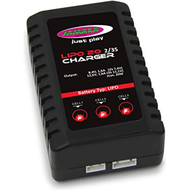 JAMARA Ladegerät LiPo 20 2S/3S mit integriertem Balancer, AC 100-240V, 1,6 A Ladestrom, für ferngesteuerte Fahrzeuge – Bild 5