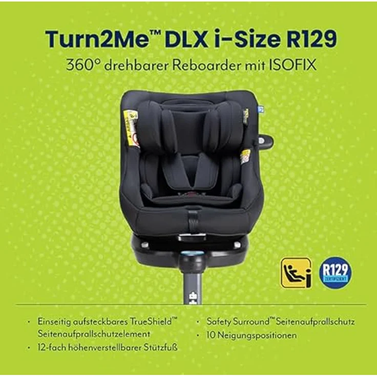Graco Reboarder-Kindersitz Turn2Me DLX i-Size inkl. Isofix-Basis - Midnight, 360° drehbar, ab Geburt - 4 Jahre – Bild 2